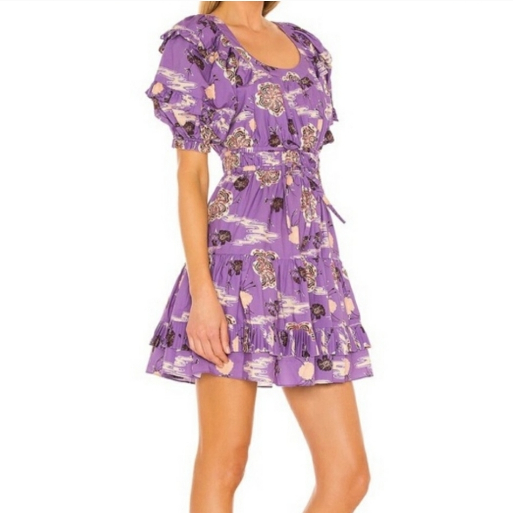 Ulla Johnson Purple Ruffled Wrap Mini Dress